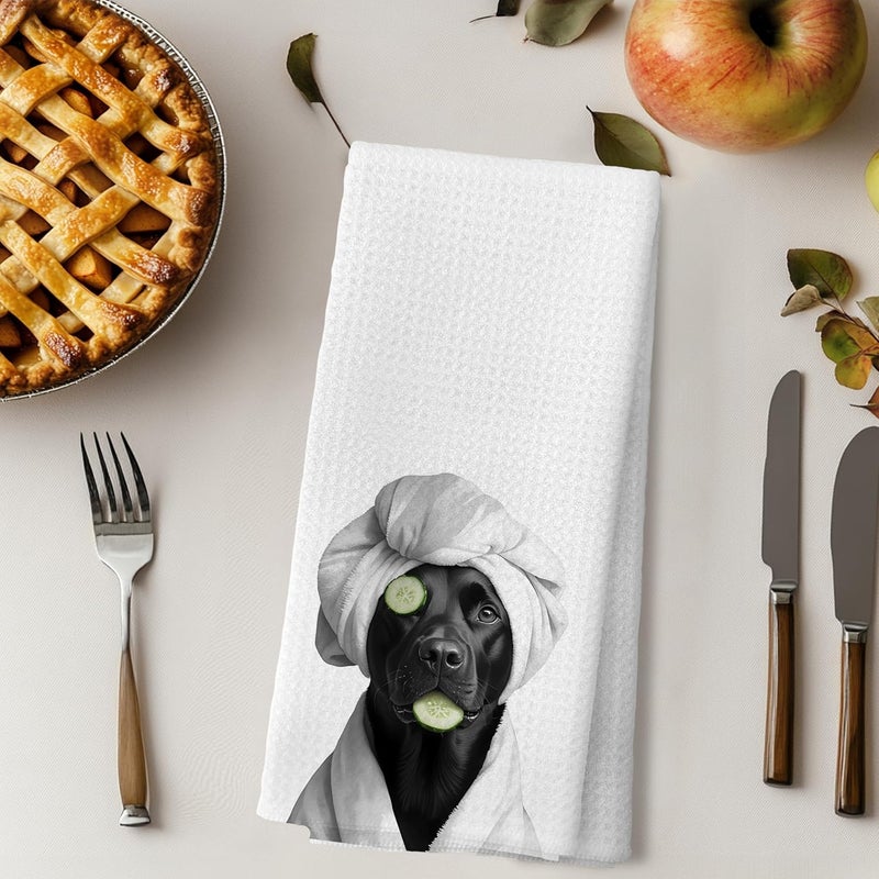 LUKIPOM Funny Black Labrador Retriever Hand Towels for Bathroom Decor, Black Lab Gifts,Dog Bathroom Decor,Dog Mom Gifts, Funny Kitchen Towels, 16x24 Inches - Image 4